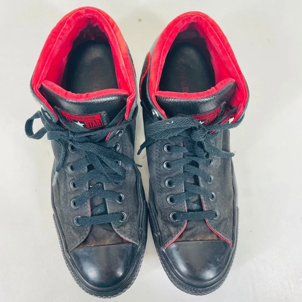 Converse Chuck Taylor All Star High Street Black Red Leather Canvas 164883C 9.5